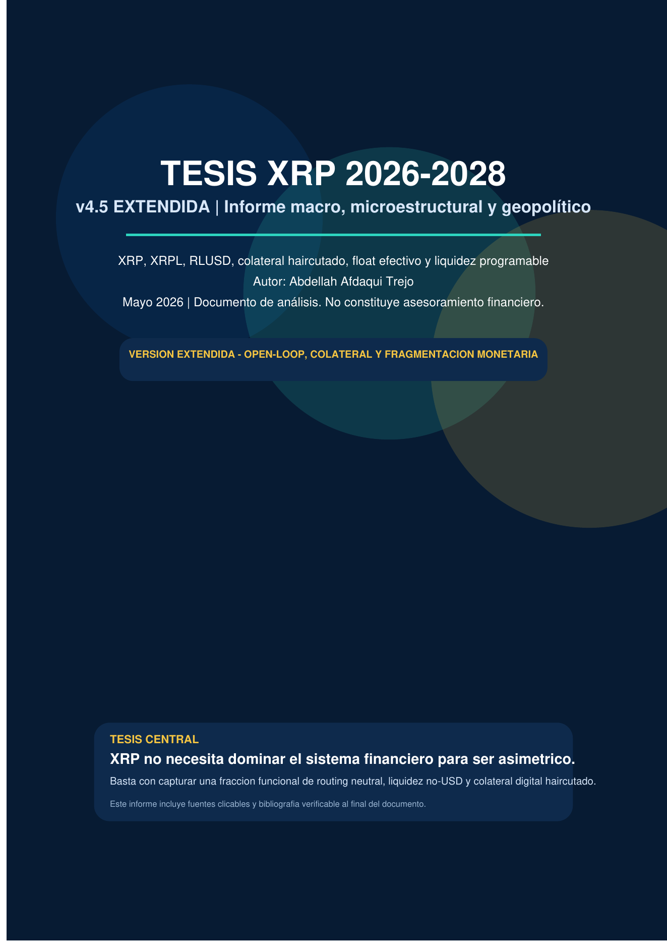 Portada del informe Tesis XRP 2026-2028
